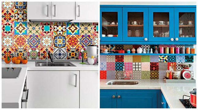 طراحی آشپزخانه با کاشی دست ساز زرنگار ایران